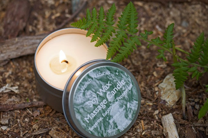 Soy Wax Massage Candle Surprise Reef by Sea Wench Naturals – tangerine, eucalyptus & peppermint massage candle made in Canada