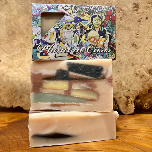 Planet in Crisis soap bar by Sea Wench Naturals – natural plant-based soap; profits donated to support environmental causes, made in Canada.